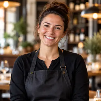 Gastronomin in ihrem Restaurant (KI generiert)